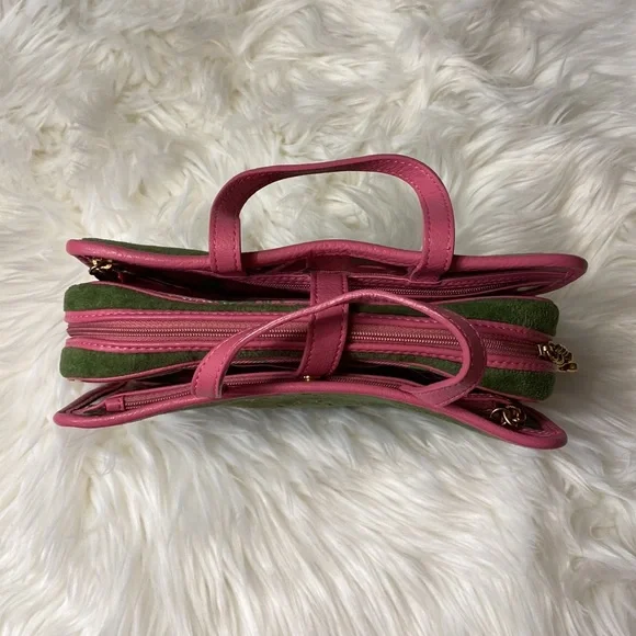 Juicy Couture Green and Pink Travel Makeup Bag Purse - Picture 5 of 14